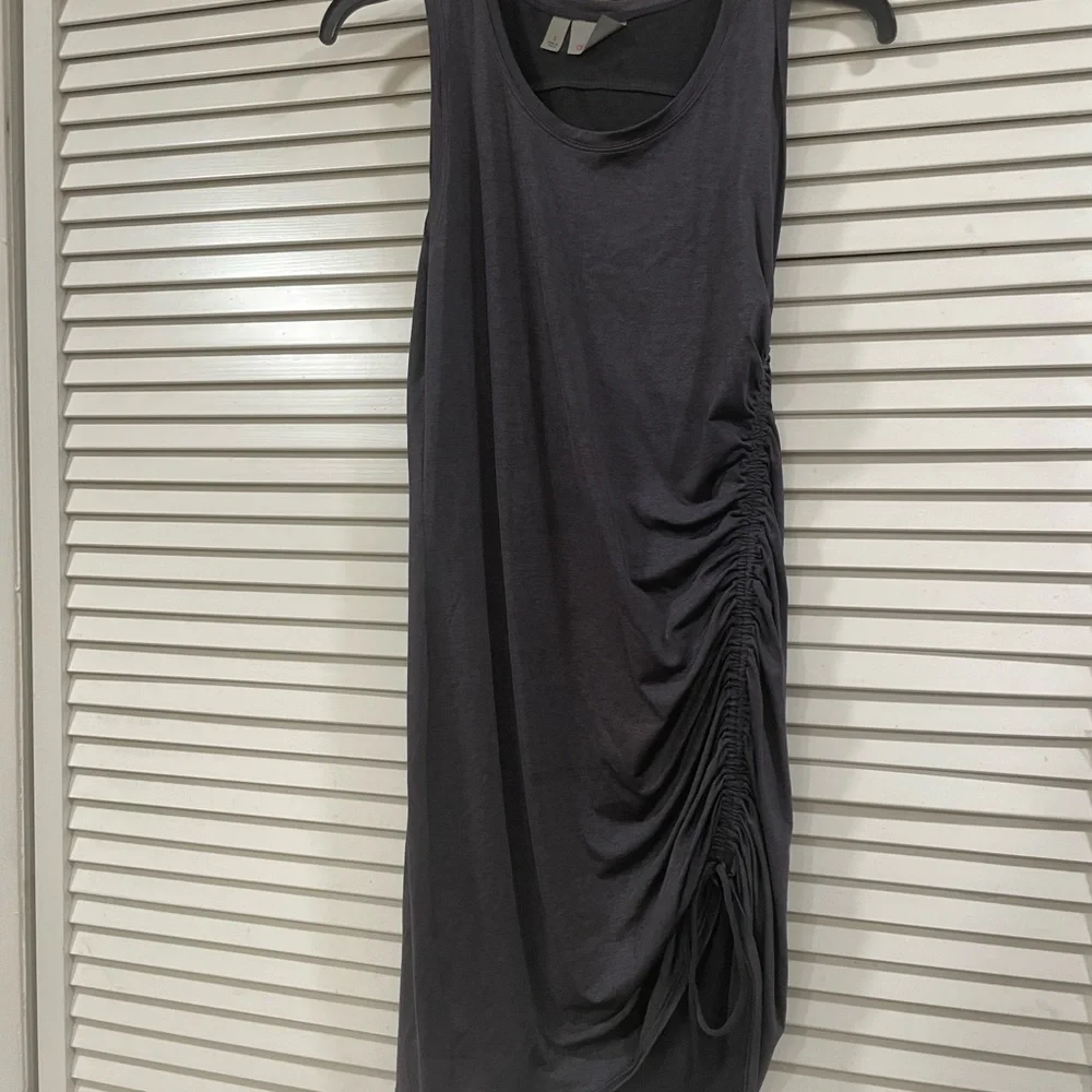 Athleta Charcoal side Ruched Dress S Y2K